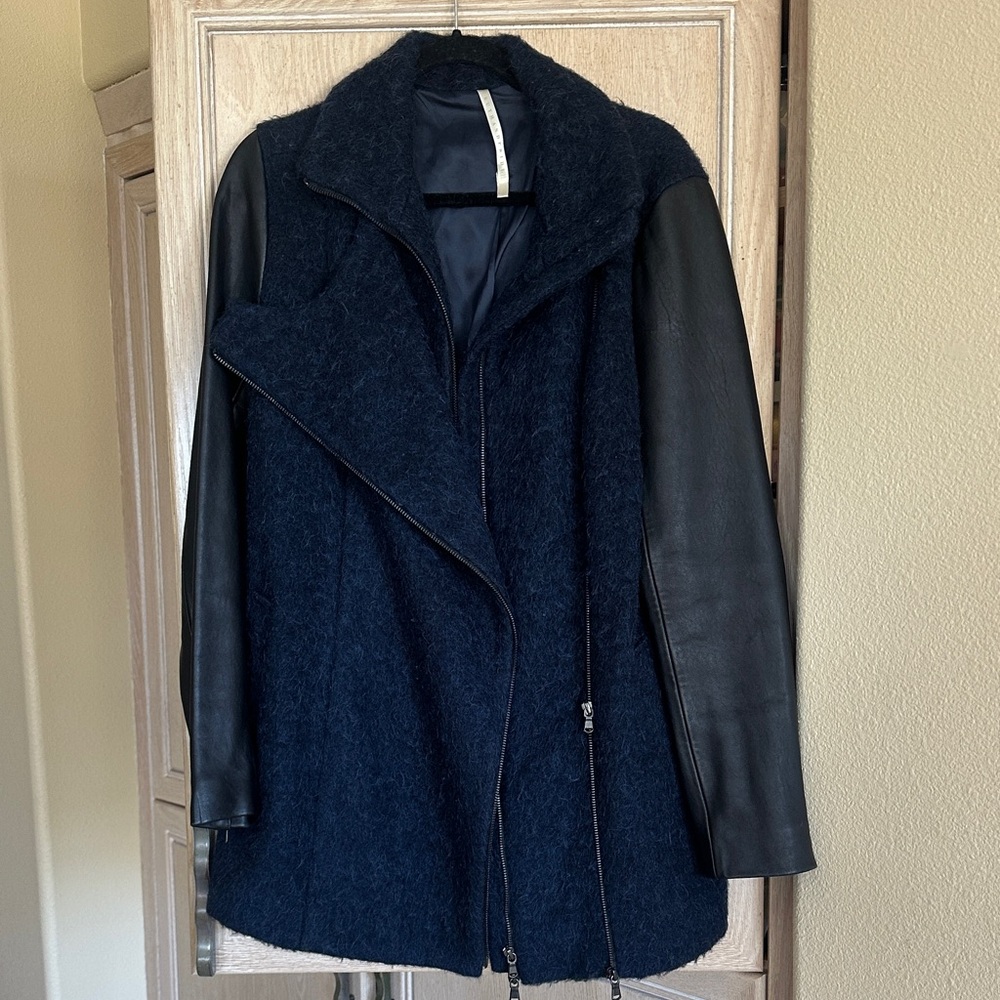 Truth and Pride Women's Navy and Black Sleeve Leather Jacket